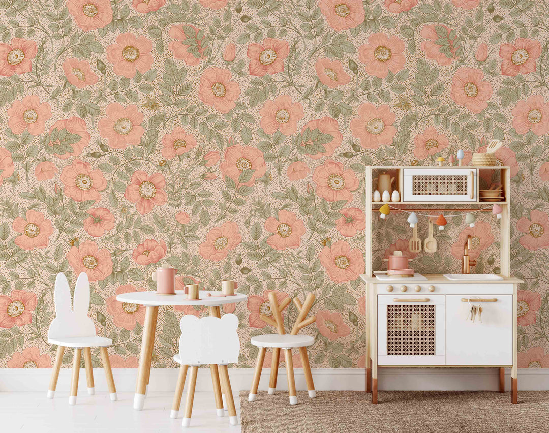 Field of Pink Poppies Wallpaper Mural