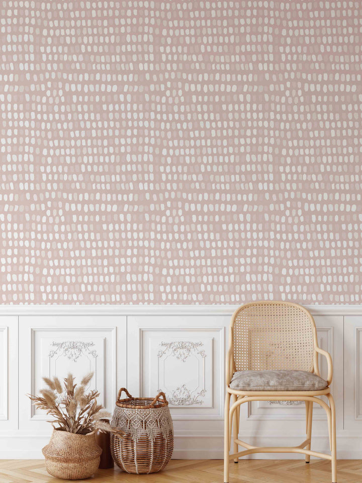 Papel pintado Patrón moteado en rosa suave