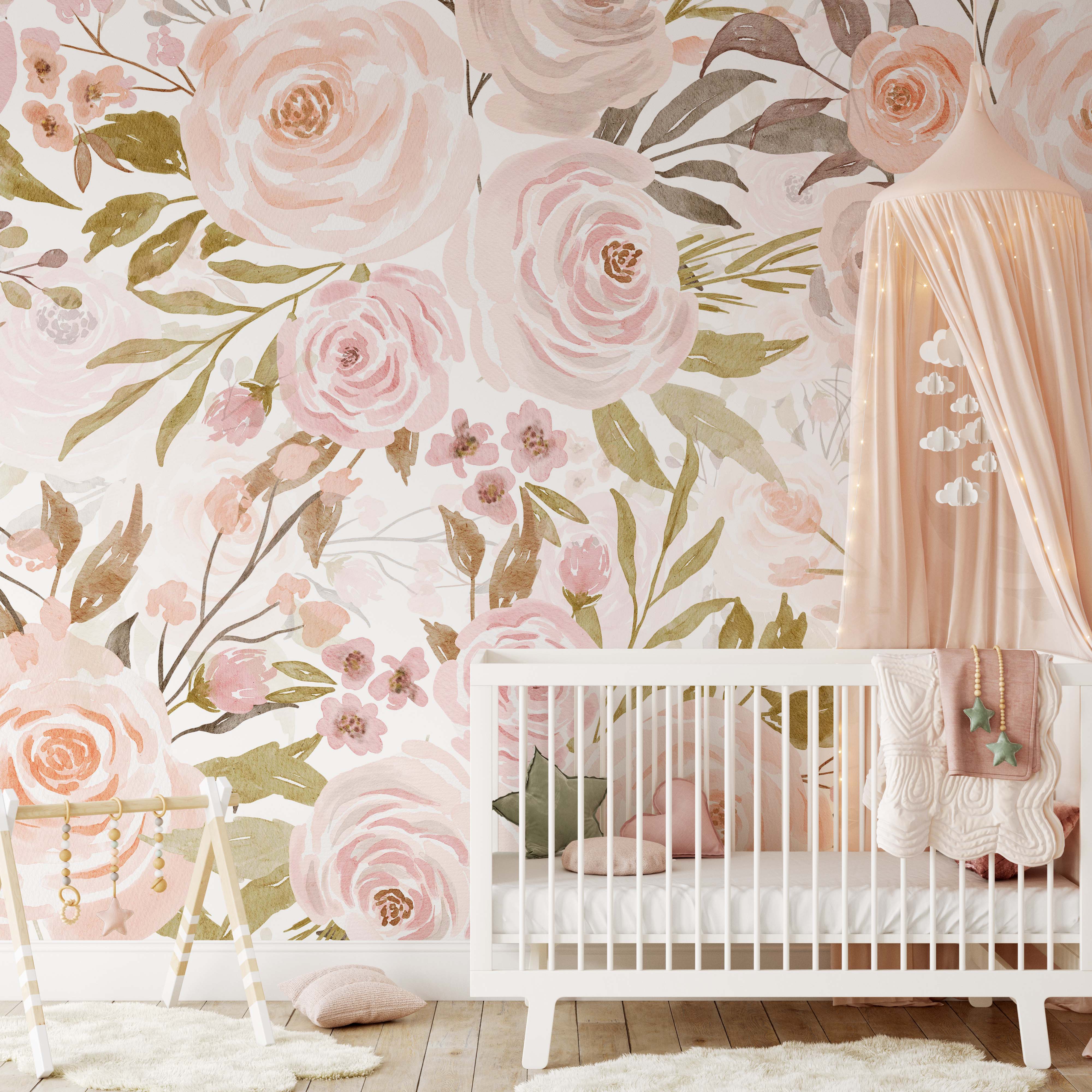 Soft Pastel Flowers Mural – Koko Art Shop