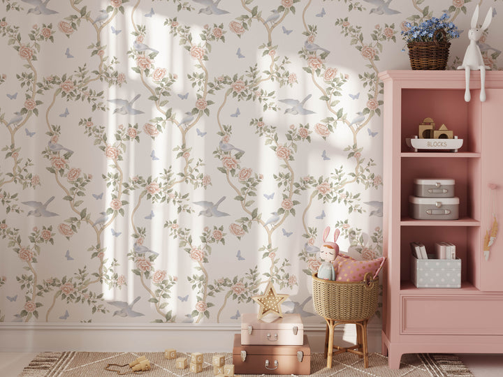 Le Tariche Chinoiserie Mural in Pastels and White - Studio Exclusive