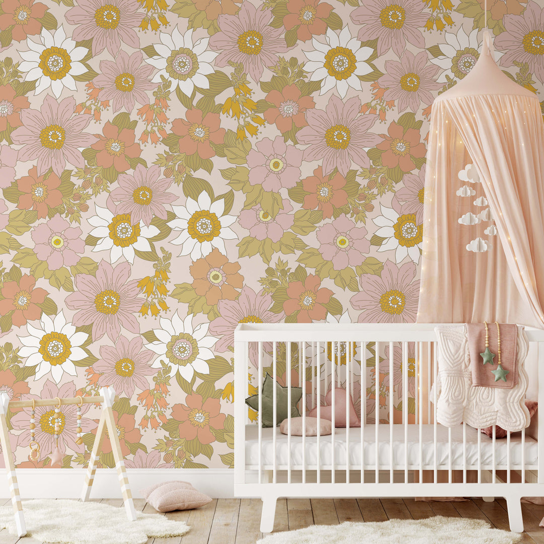 Floral Seventies Vibes Wallpaper Mural