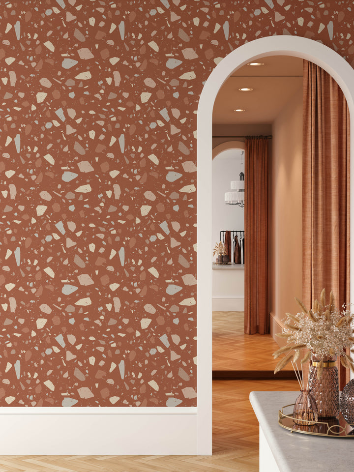 Terracotta Terrazzo Wallpaper