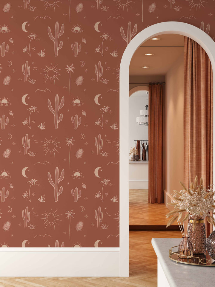 Arizona Wallpaper in Terracotta
