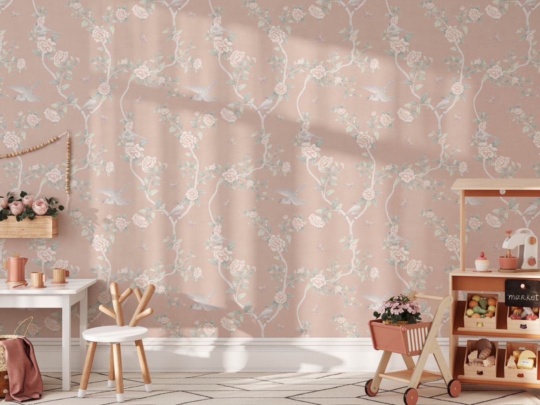 Le Tariche Chinoiserie Mural in Blush