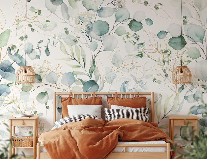 Parker Eucalyptus Watercolor Leaves Mural