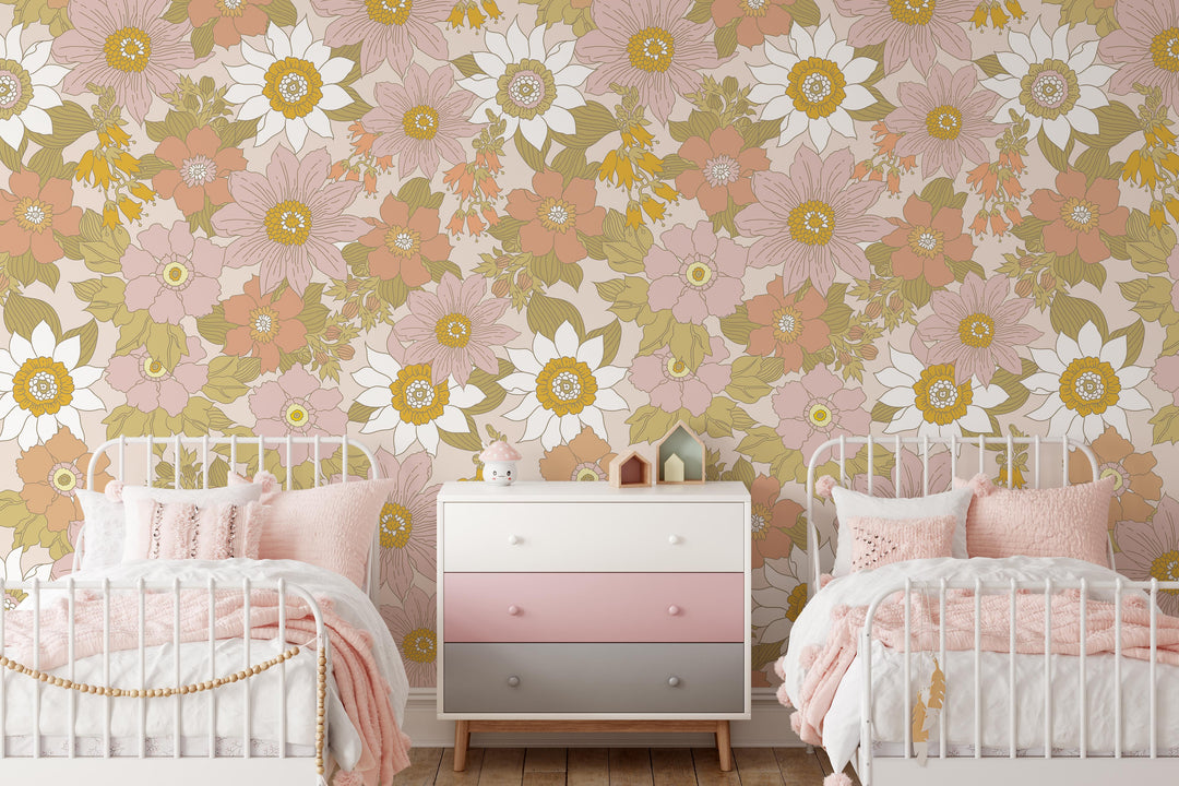 Floral Seventies Vibes Wallpaper Mural