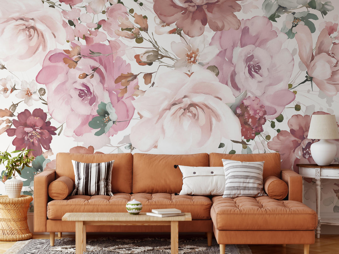 Delicate Pinky Floral Mural