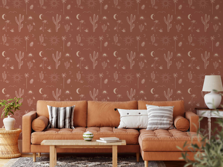 Arizona Wallpaper in Terracotta