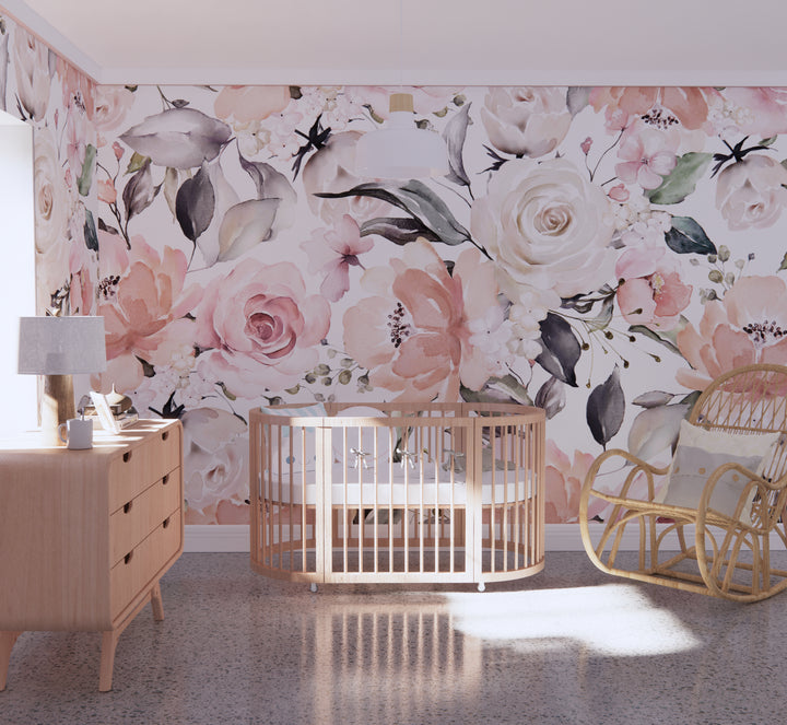 Bouquet in Blush Wallpaper Mural