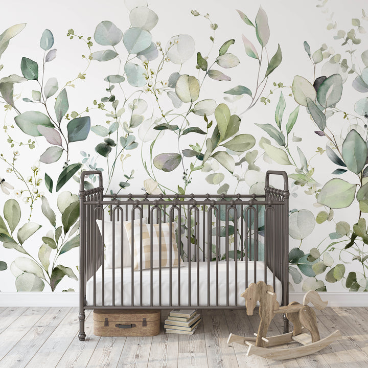 Auden Eucalyptus Watercolor Leaves Mural