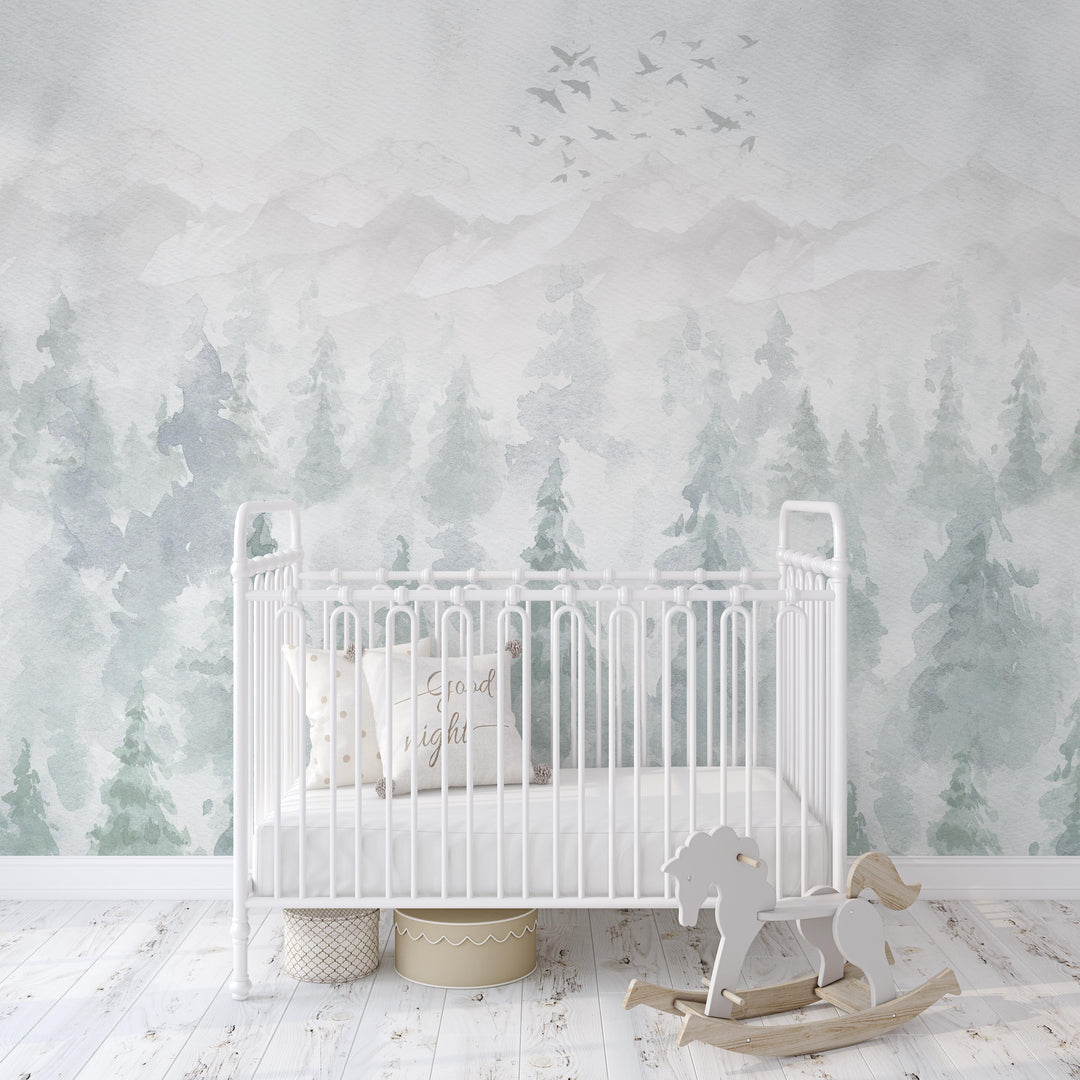 Cold Woodland Forest Mural