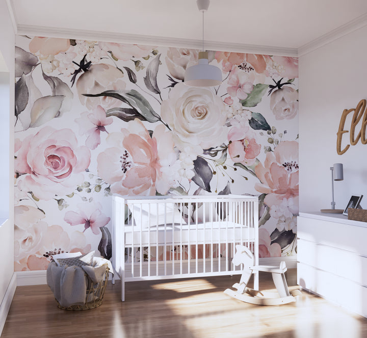 Bouquet in Blush Wallpaper Mural