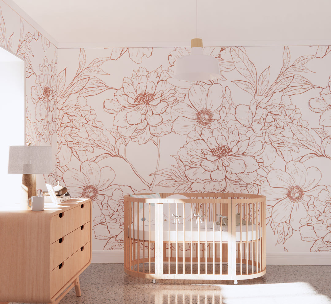 Minimalist Coral Bloom Wallpaper Mural