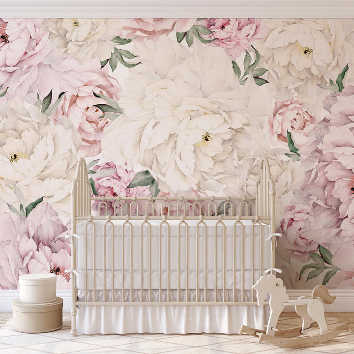 Gorgeous Peony Mural | Peel and Stick Wallpaper | Koko Art Shop