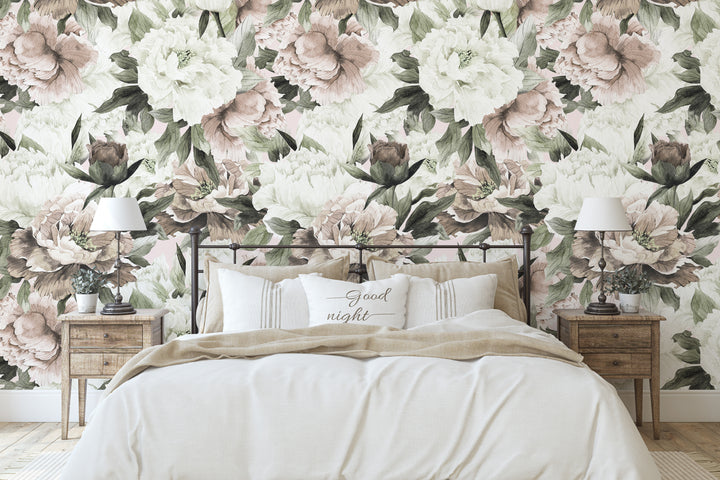 Muted Peony Wallpaper Mural