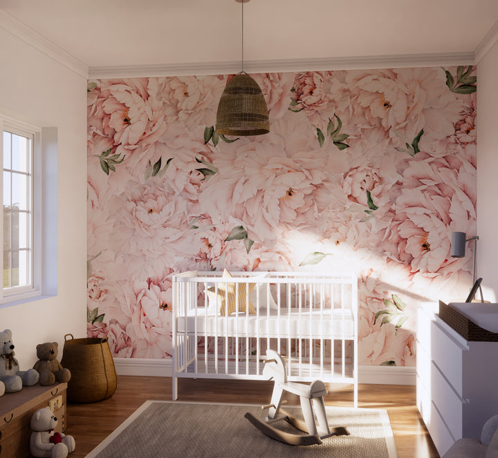 Mural preciosa peonía en rosa