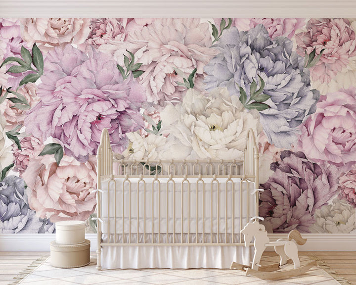Multicolor Gorgeous Peony Wallpaper Mural