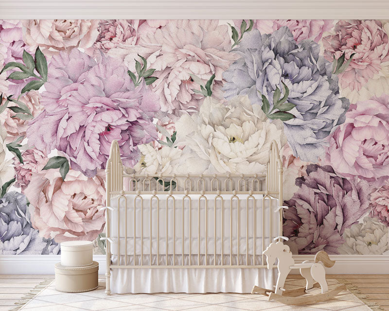 Multicolor Gorgeous Peony Wallpaper Mural