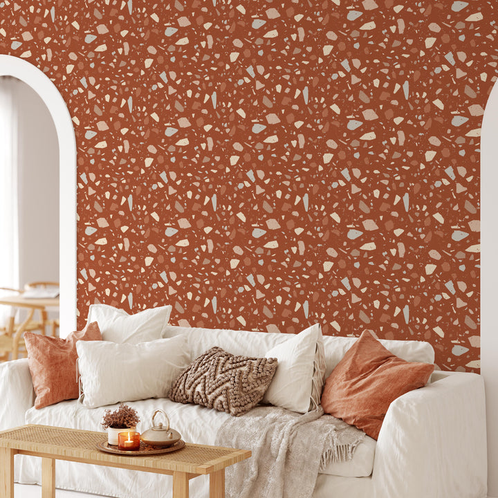 Terracotta Terrazzo Wallpaper