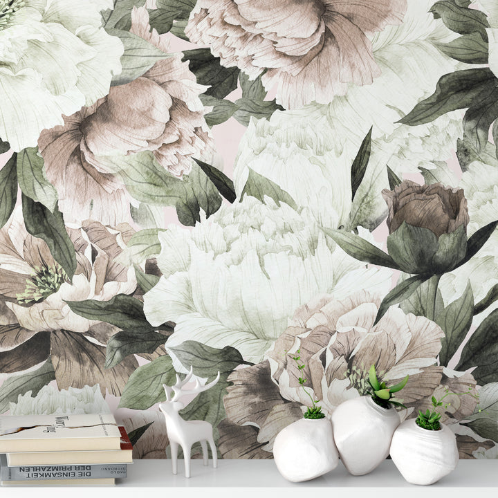 Muted Peony Wallpaper Mural