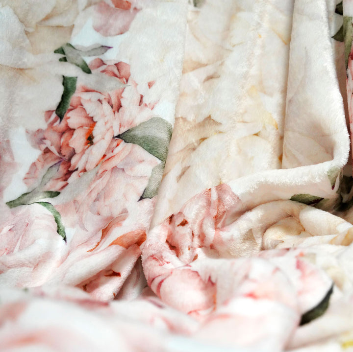 Gorgeous Peony Mural Floral Minky Blanket