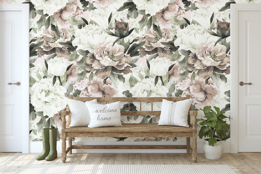 Muted Peony Wallpaper Mural