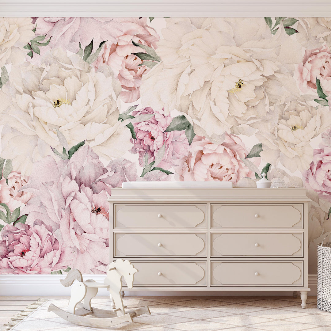 Gorgeous Peony Mural | Peel and Stick Wallpaper | Koko Art Shop