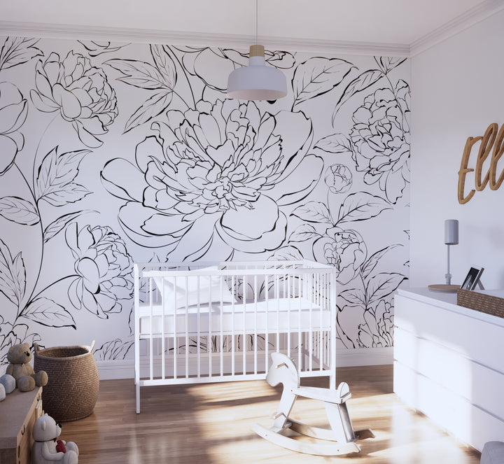 The Minimalist Peony Mural