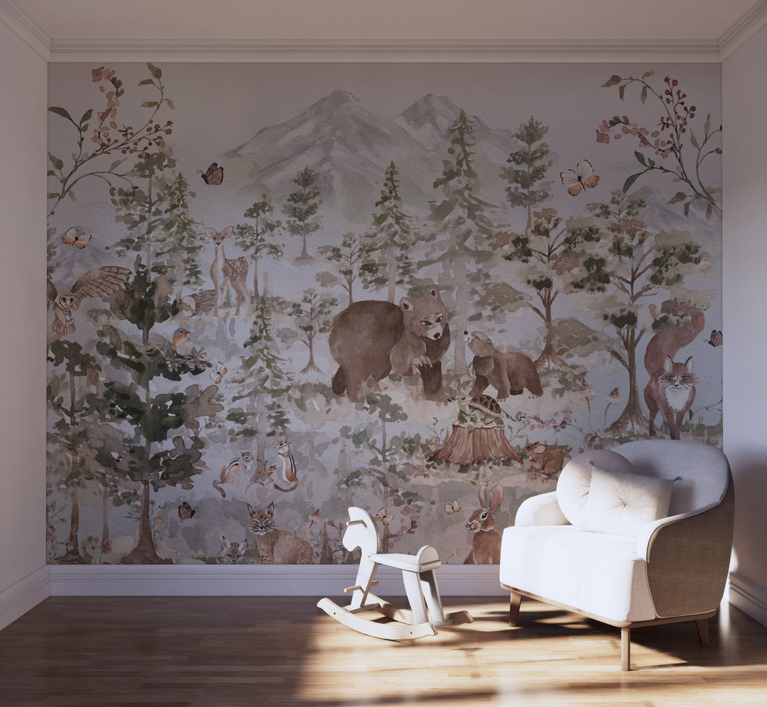 Cute Animals Forest Mural