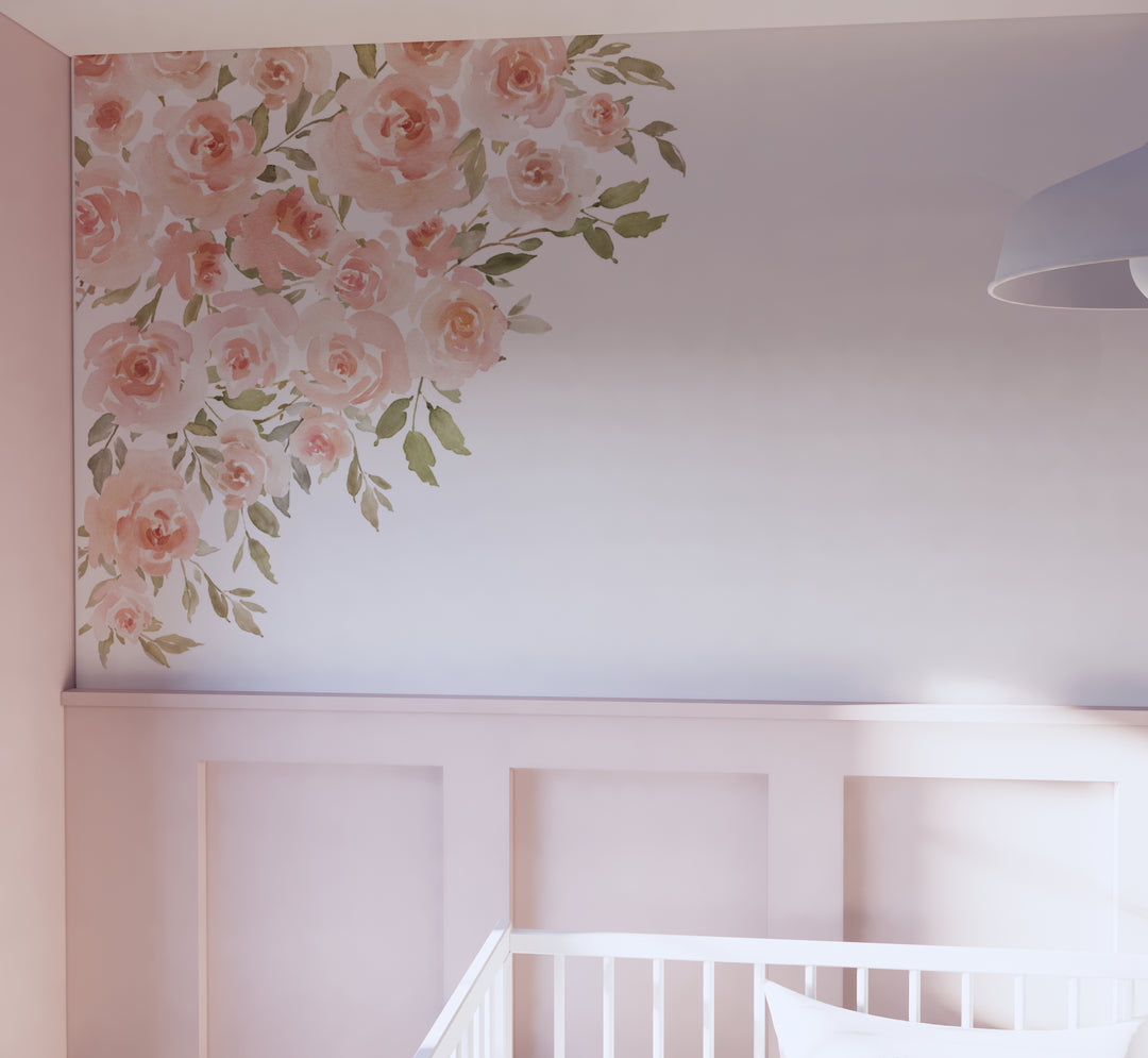 Blushed Roses in Corner Decals