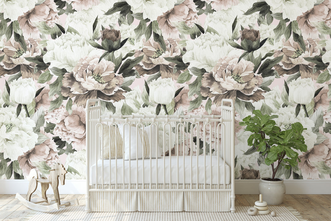 Muted Peony Wallpaper Mural