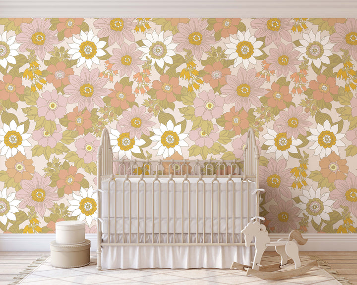 Floral Seventies Vibes Wallpaper Mural