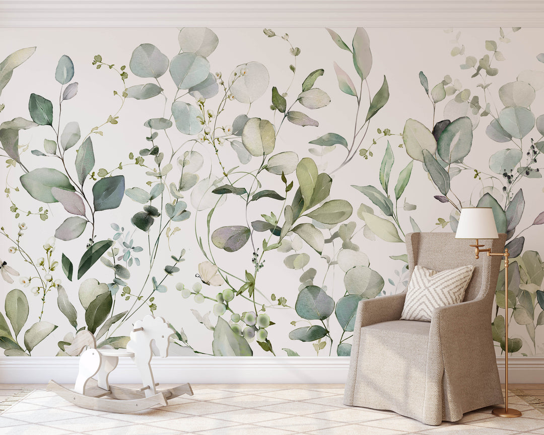Auden Eucalyptus Watercolor Leaves Mural