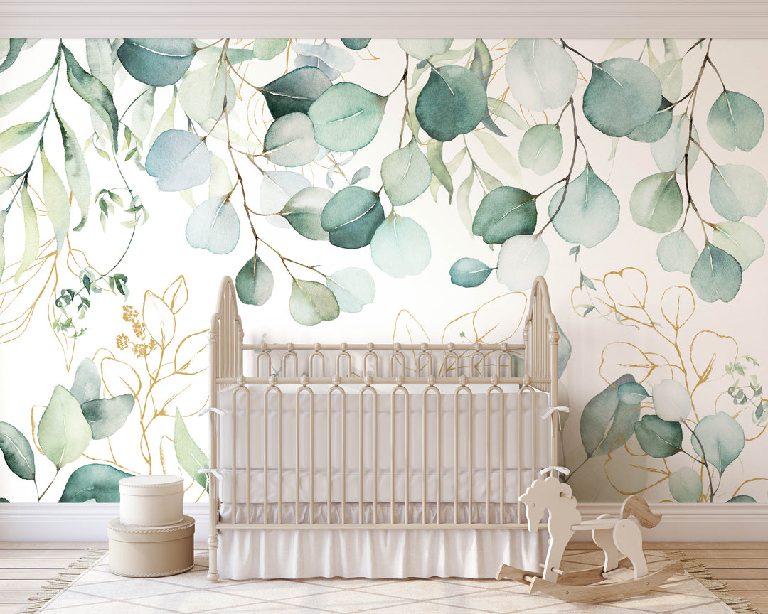 Kristy - Eucalyptus Watercolor Leaves Mural