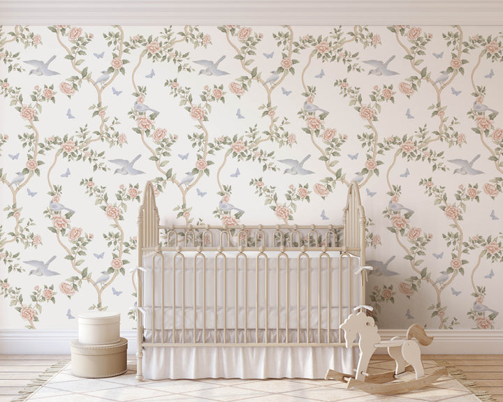 Le Tariche Chinoiserie Mural in Pastels and White - Studio Exclusive