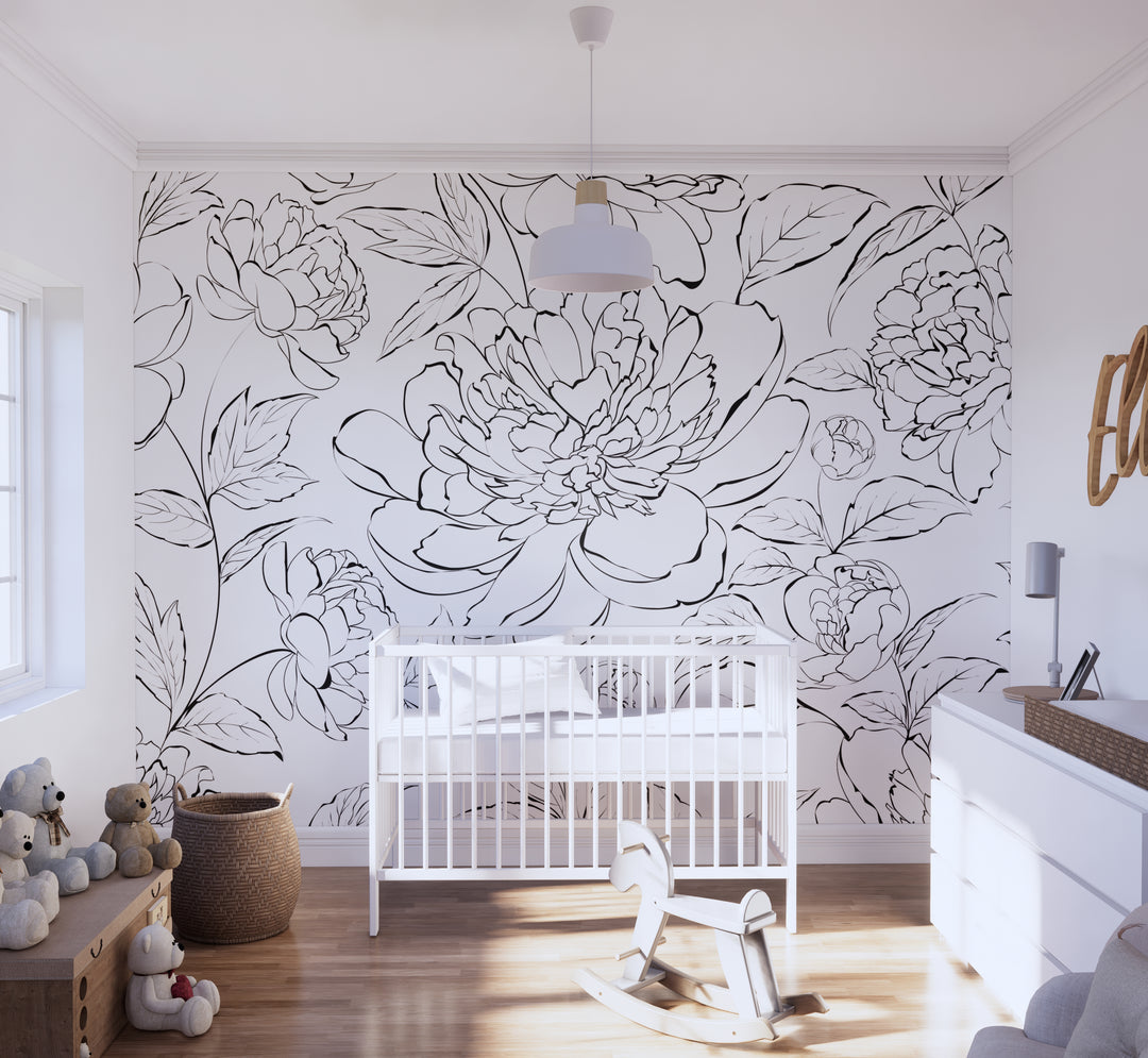 The Minimalist Peony Mural