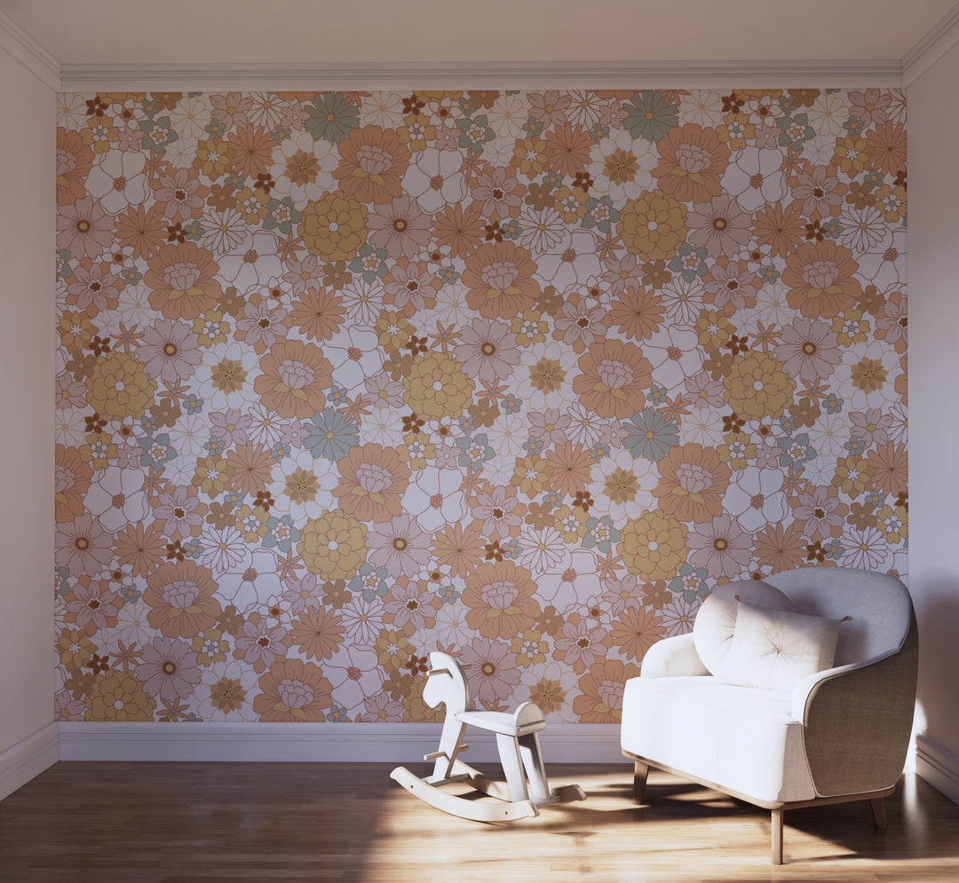 Vintage Floral Retro Mural