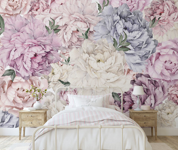 Multicolor Gorgeous Peony Wallpaper Mural