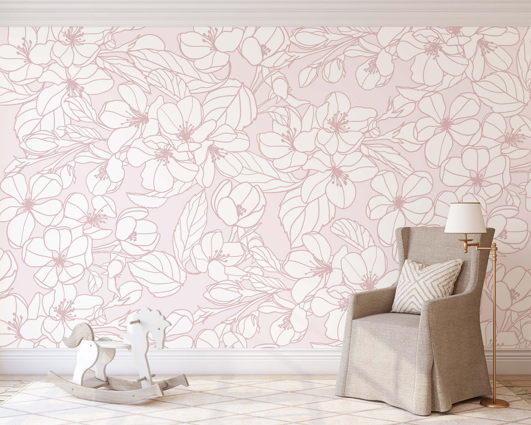 Blush Garden Mural Wallpaper