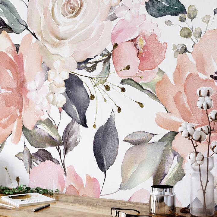 Bouquet in Blush Wallpaper Mural