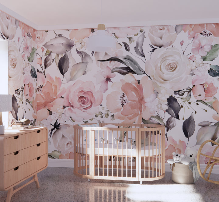 Bouquet in Blush Wallpaper Mural