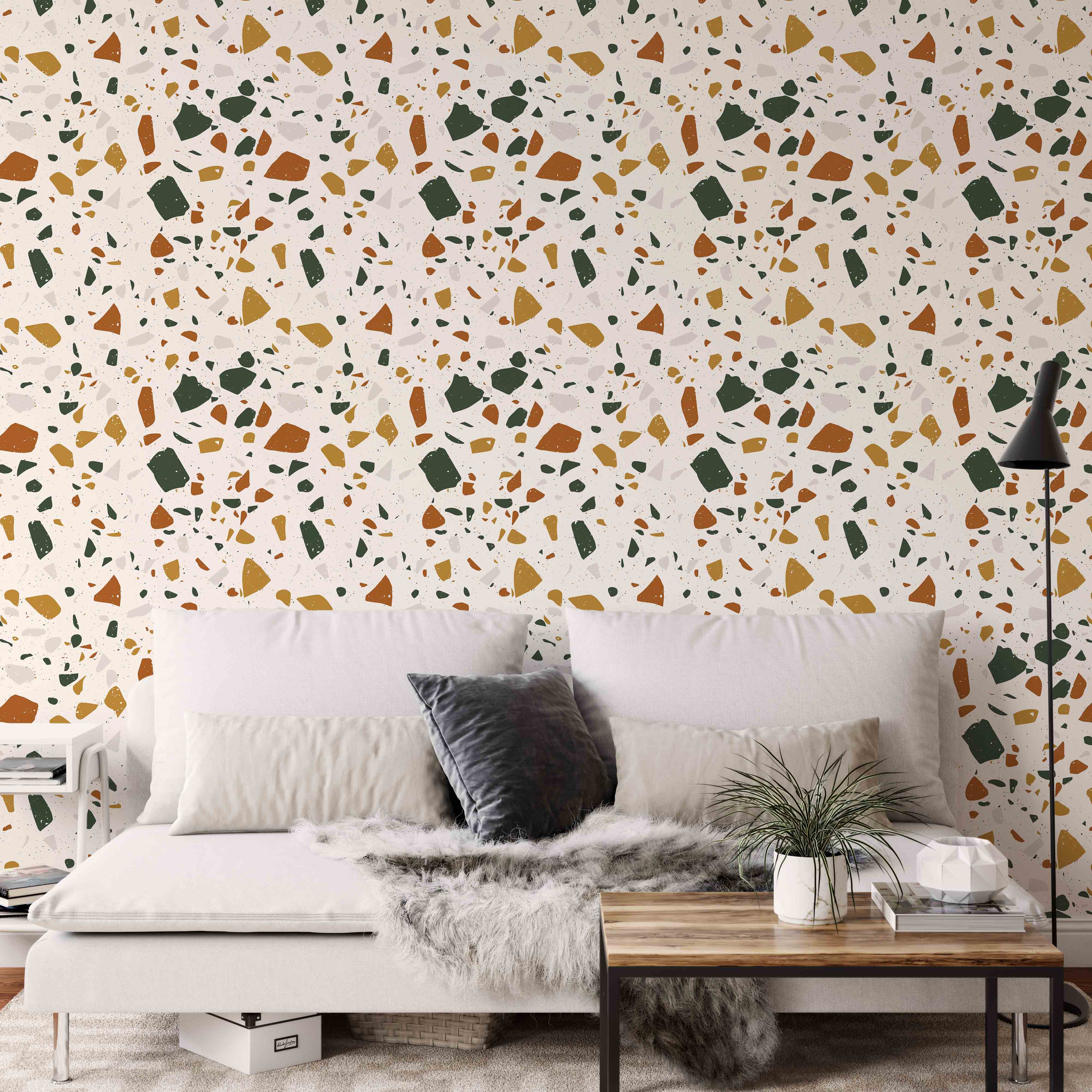 Galerie Evergreen Terrazzo Wallpaper - 7376 - Blue / Mica