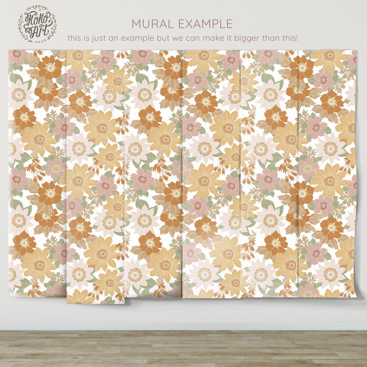 Floral Boho Meadow Mural