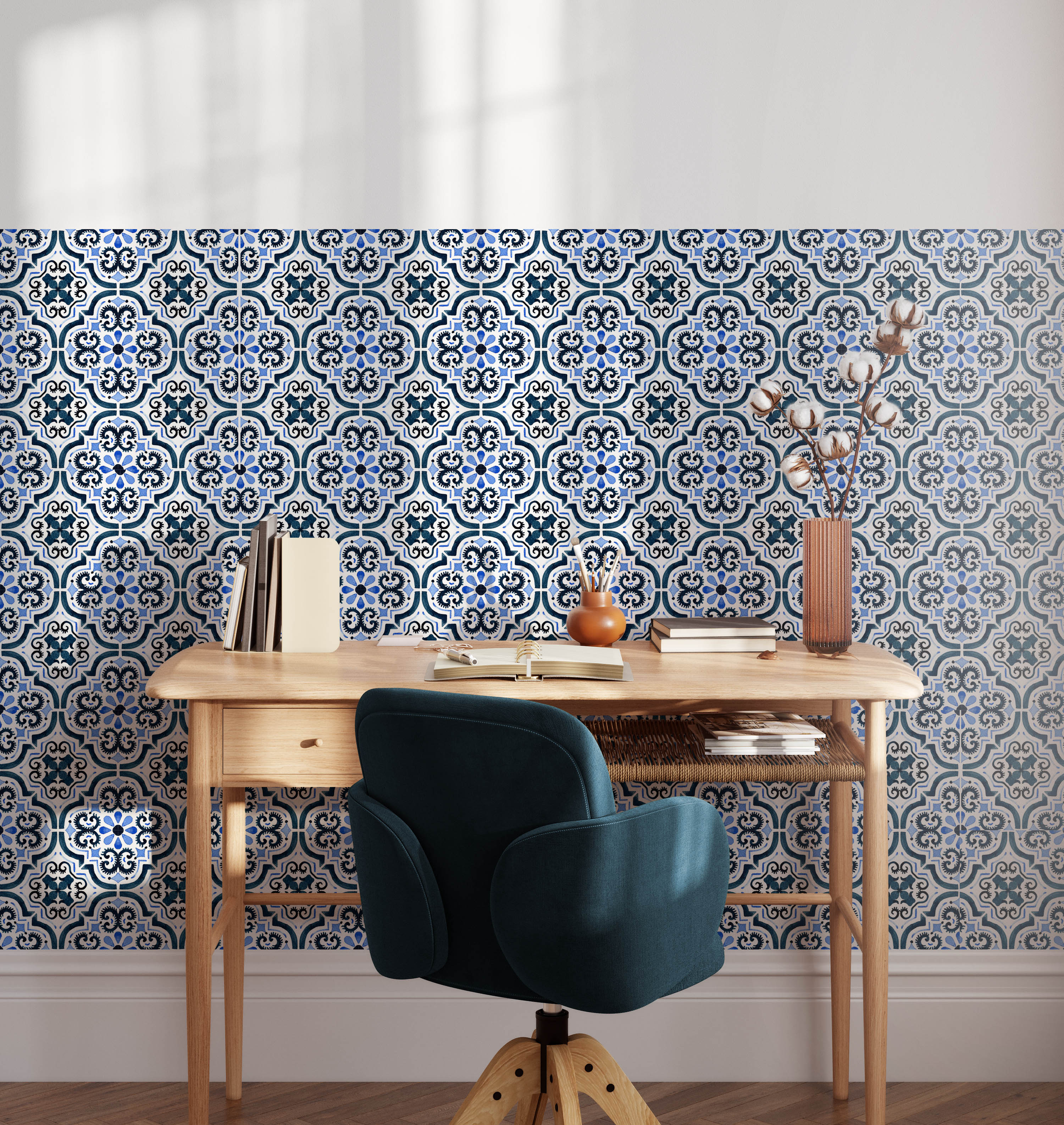 Blue Moroccan Tile Decal Vinyl Stickers Pack Koko Art Shop