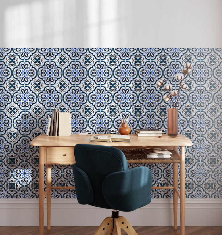 Blue Moroccan Tile Decal Vinyl Stickers Pack