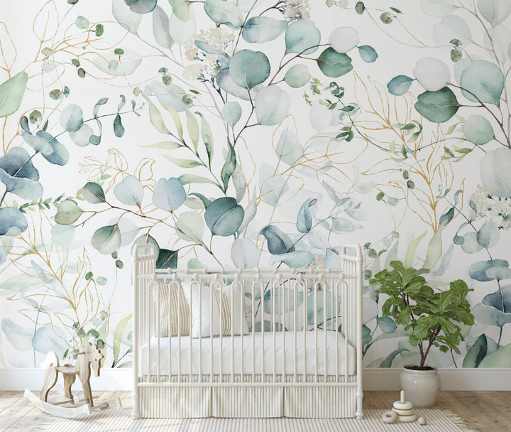 Parker Eucalyptus Watercolor Leaves Mural