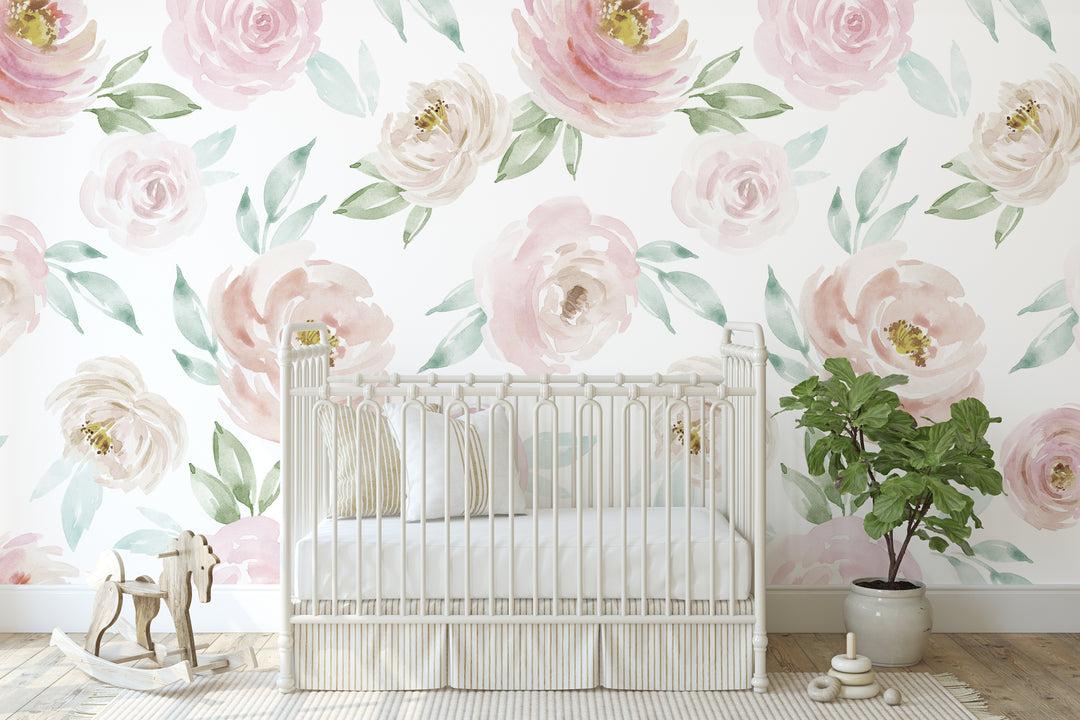 Watercolor Rose Wallpaper Mural