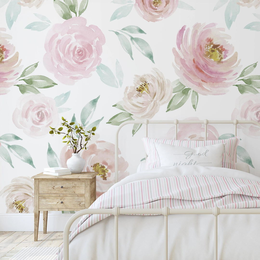 Watercolor Rose Wallpaper Mural