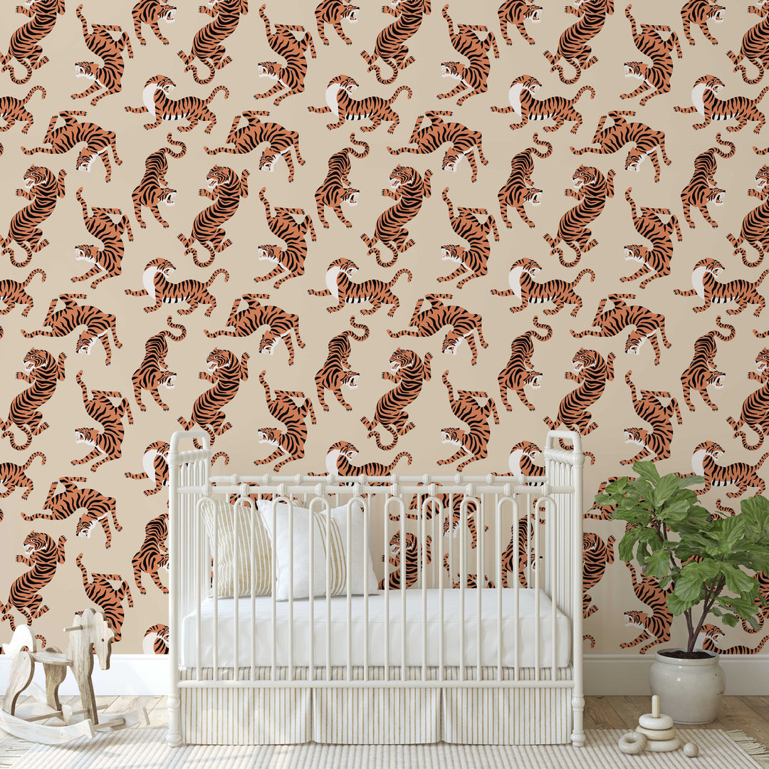 Boho Neutral Tiger Wallpaper