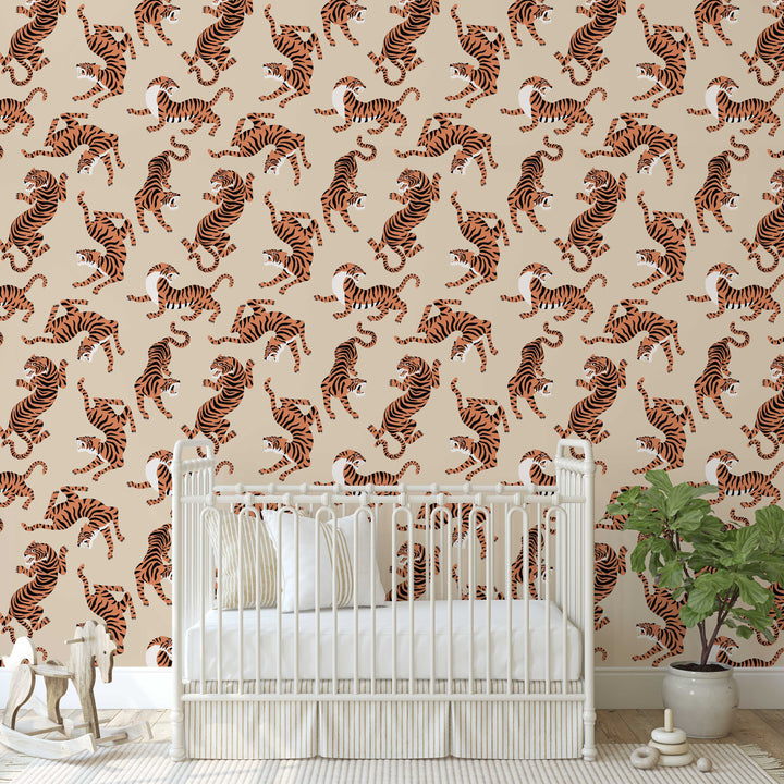 Boho Neutral Tiger Wallpaper